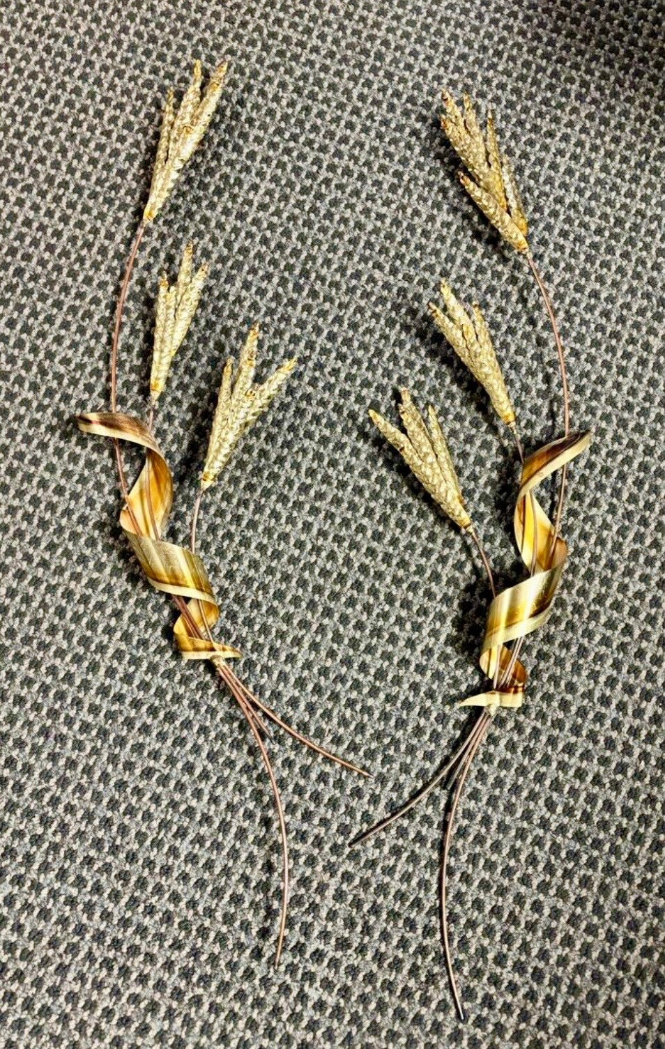 Vintage Home Interiors Brass Wheat Wall Decor   MCM  Homco  31”