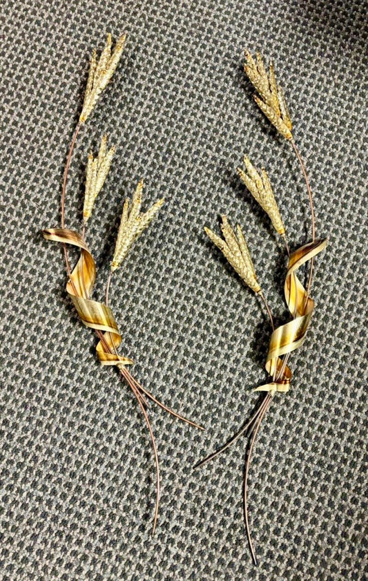 Vintage Home Interiors Brass Wheat Wall Decor   MCM  Homco  31”
