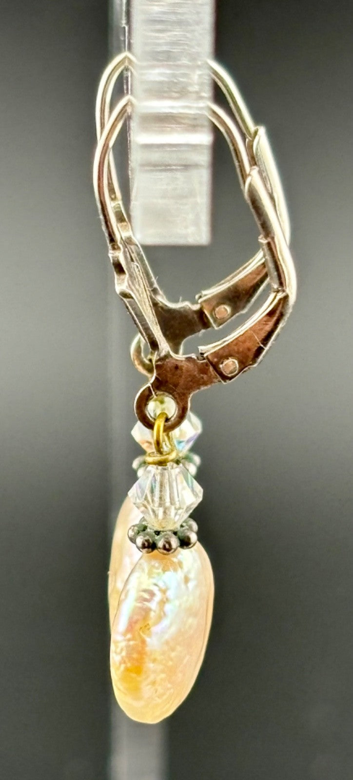 Sterling Silver Coin Pearl and Crystal Drop Earrings
