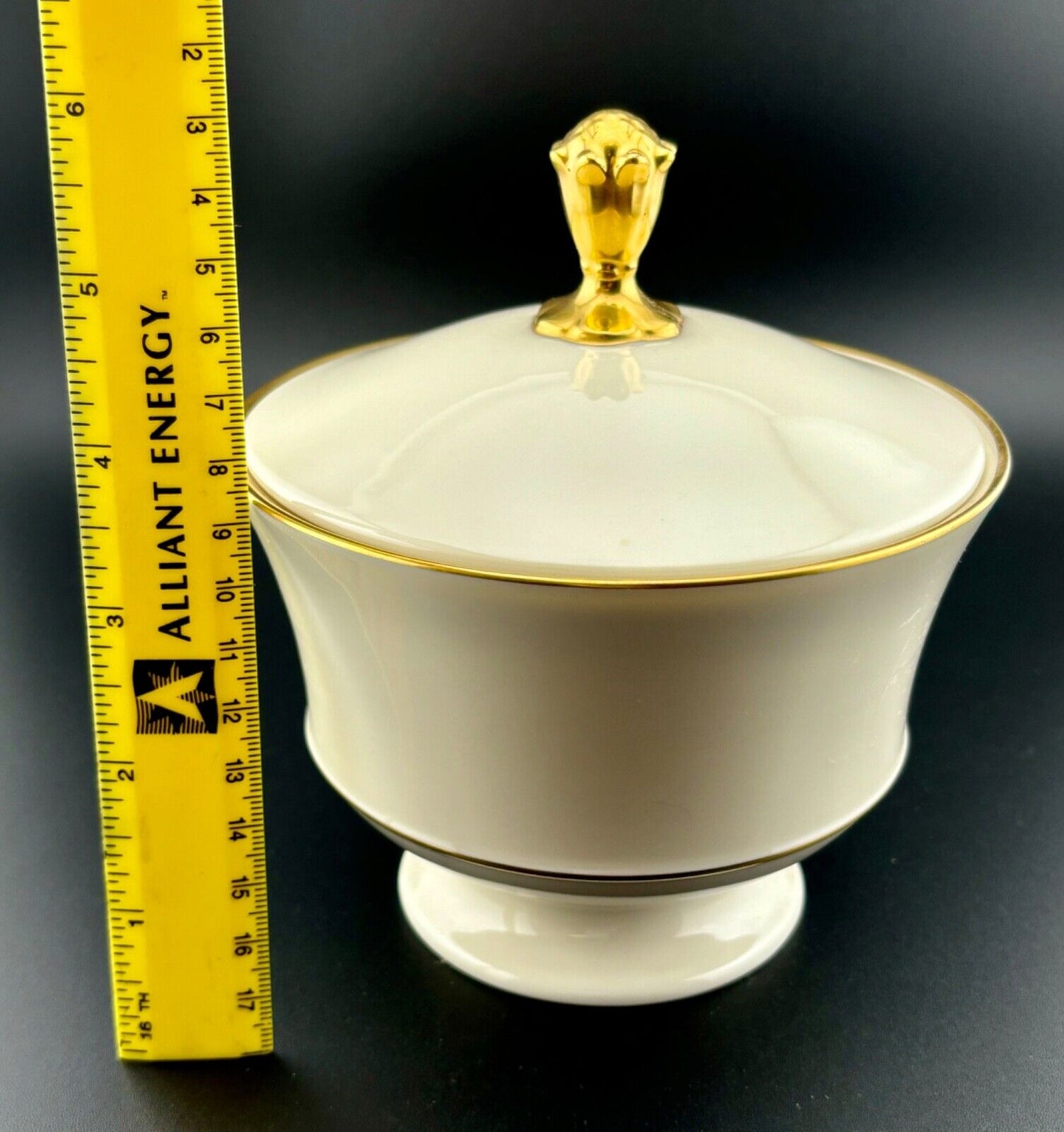 Vintage Lenox Lyric Ivory Lidded Footed CANDY DISH 24k Gold