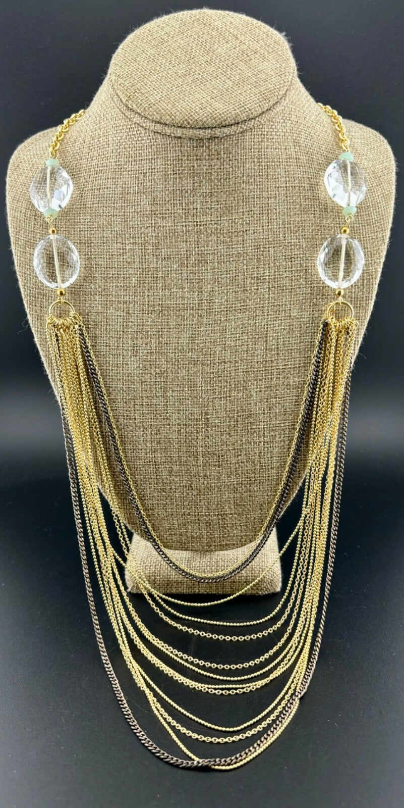 Gold-Tone Multi-Layered Crystal Necklace Avon