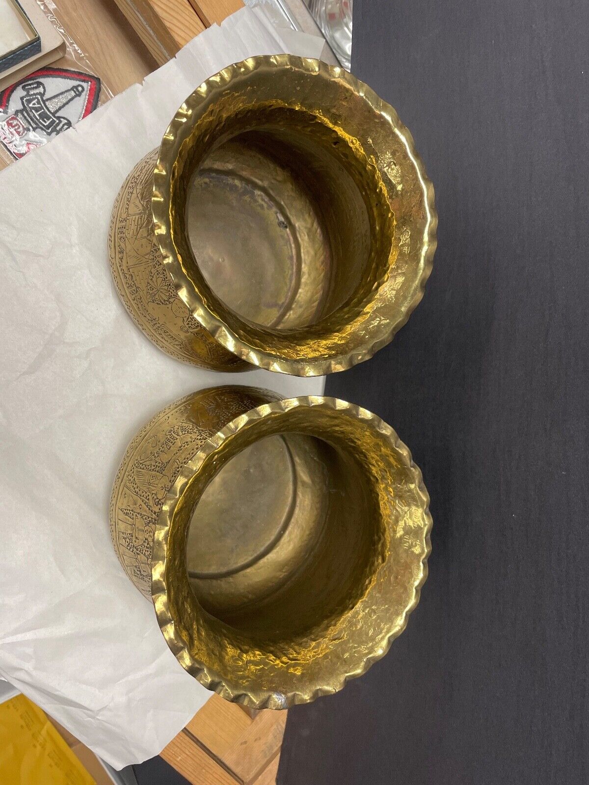 Incised Matching Brass Pots