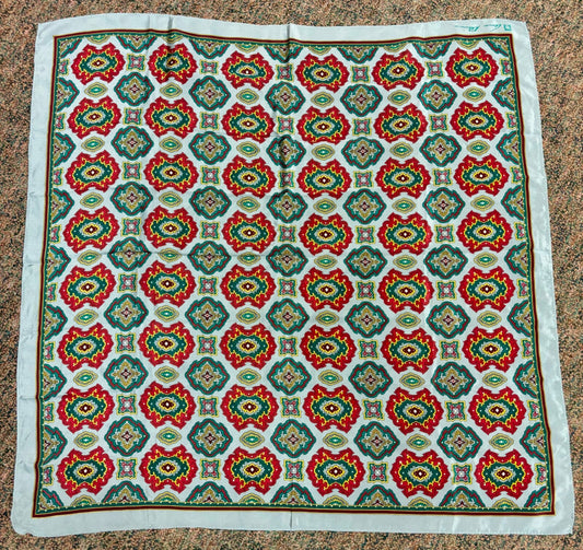 Vintage Anne Klein Scarf 31"x 30.5" Gray/Red/Yellow
