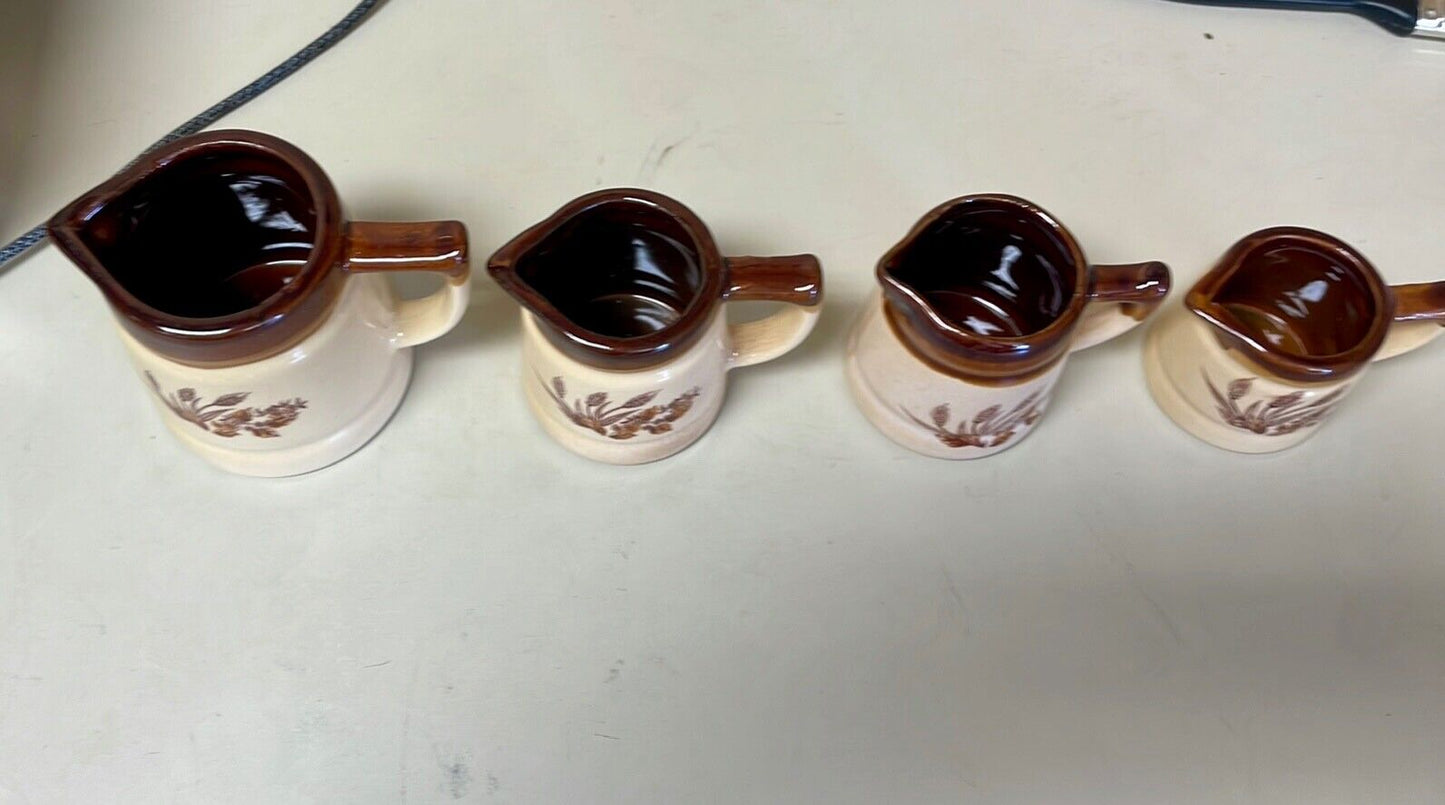 Vintage Ceramic Measuring Cups Wheat Motif Set of Four