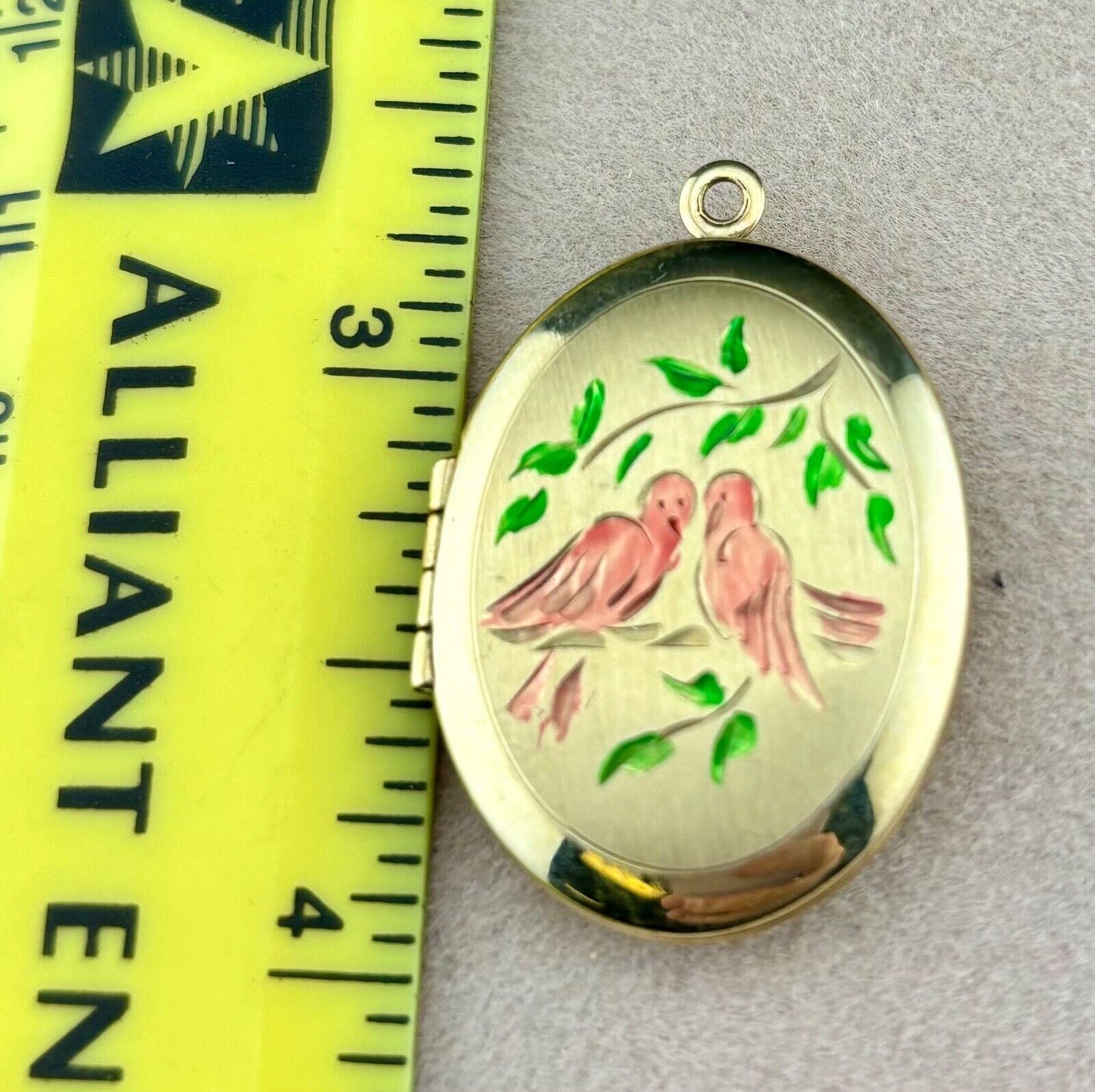 Vintage Gold-Filled Oval Locket Birds NK