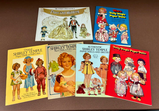 Shirley Temple, Dolly Dingle, and Paper Doll Wedding Unused Paper Doll Books(6)