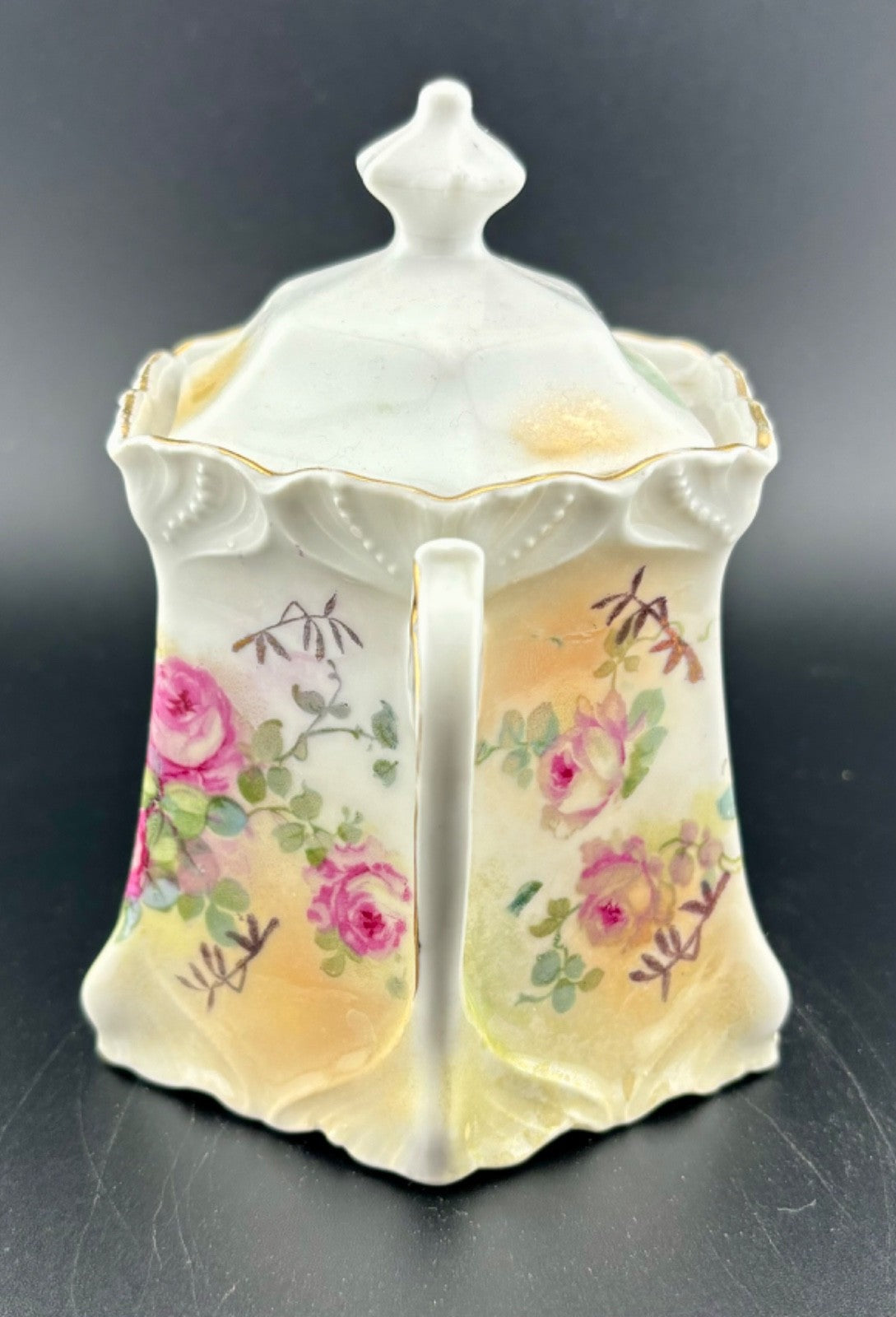 Antique Porcelain Sugar Bowl with Lid, Made In Germany