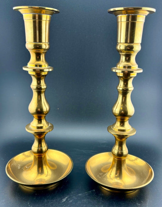 Vintage 9.5" Tall Brass Candle Stick Holders