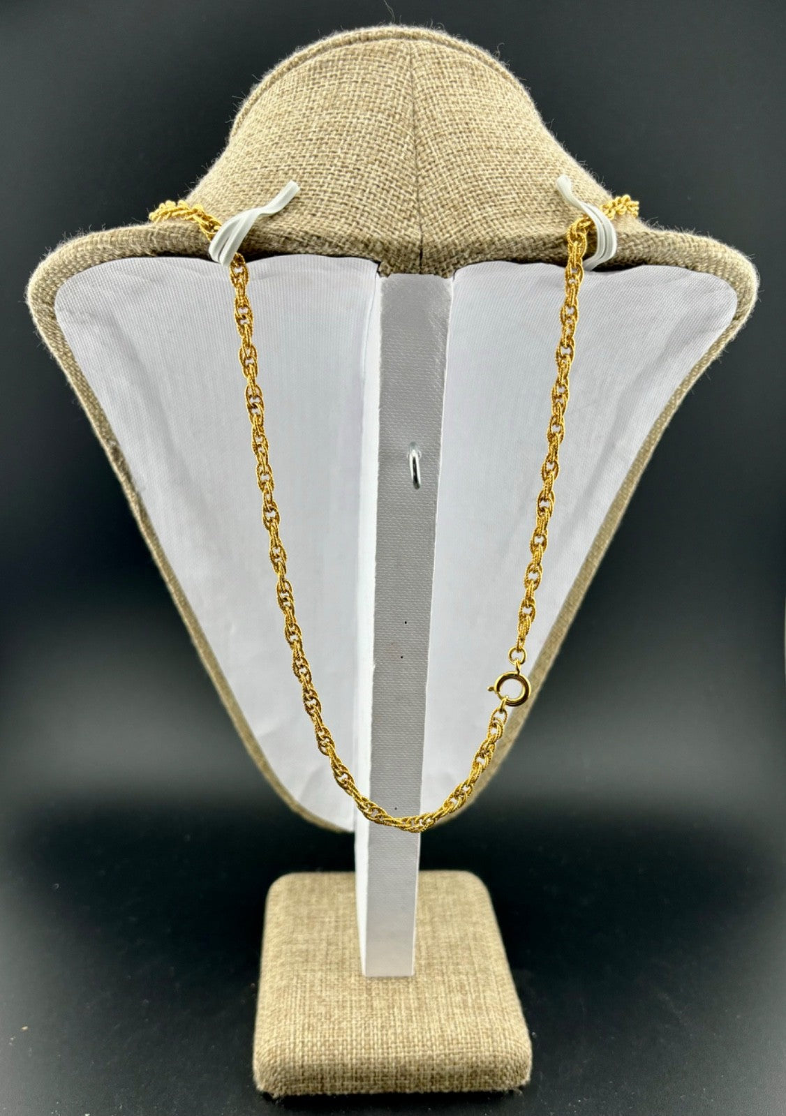 Trifari Necklace Pendant Vtg Brushed Gold Tone Peacock Fan Rope Chain 28"