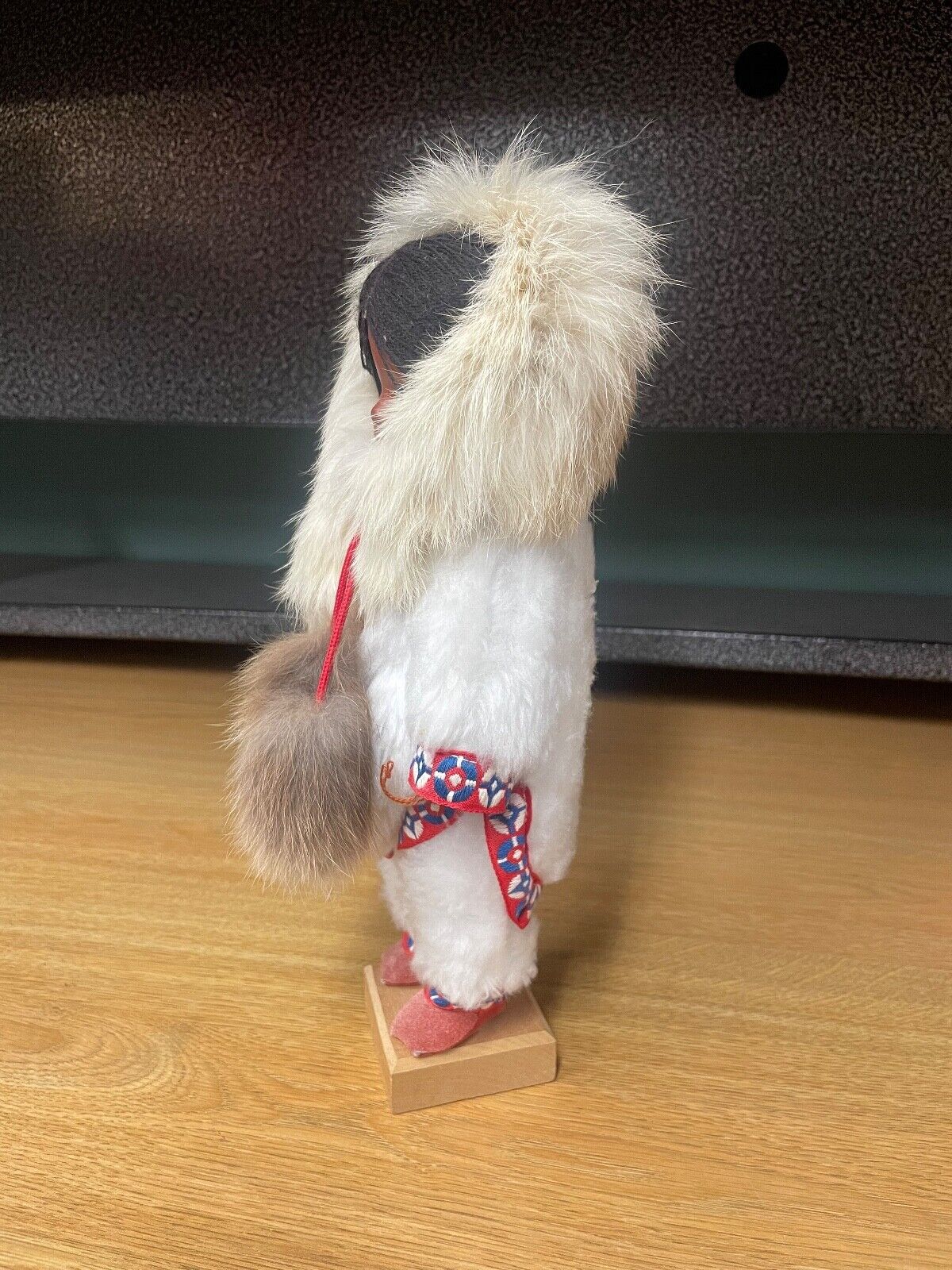 VINTAGE Doll Eskimo Alaska Real Fur Stand 12"