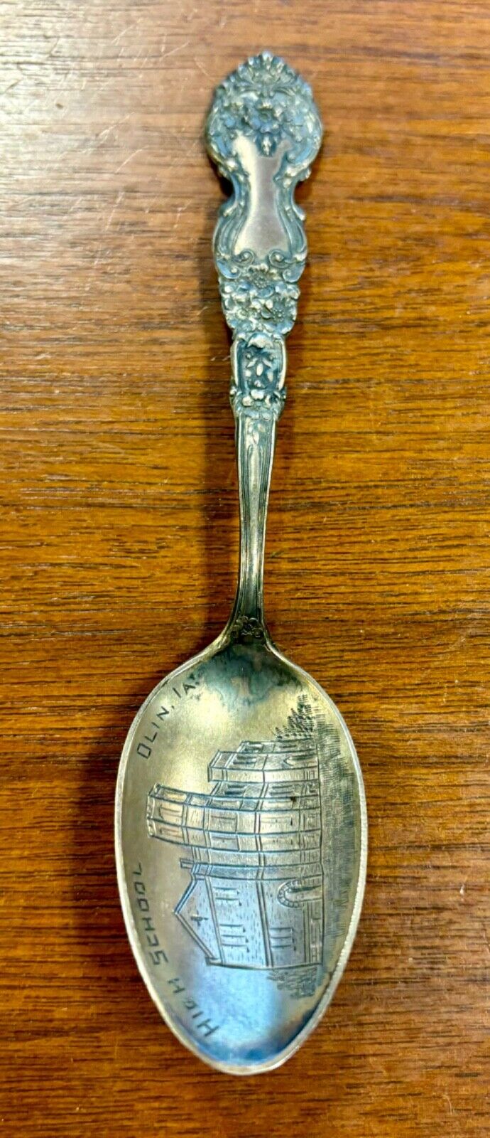 Antique Sterling Silver Olin, IA High School Souvenir Spoon