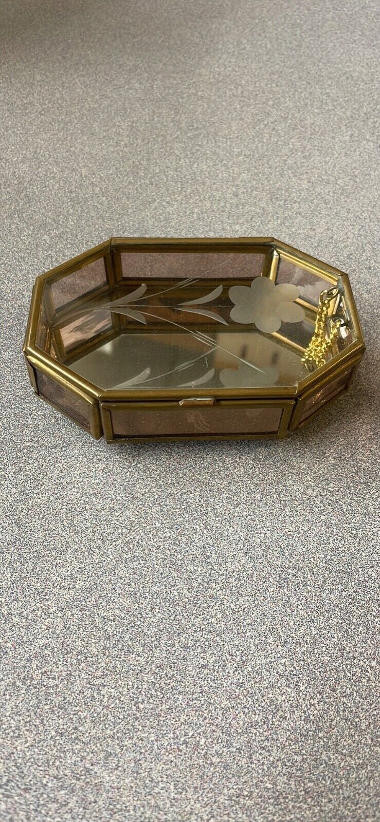 Vintage Small Glass and Brass Trinket/Dresser Box