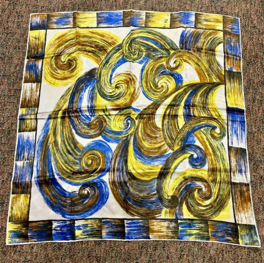 Vintage Japanese Acetate Hand-Rolled/Printed Scarf 30"x31"