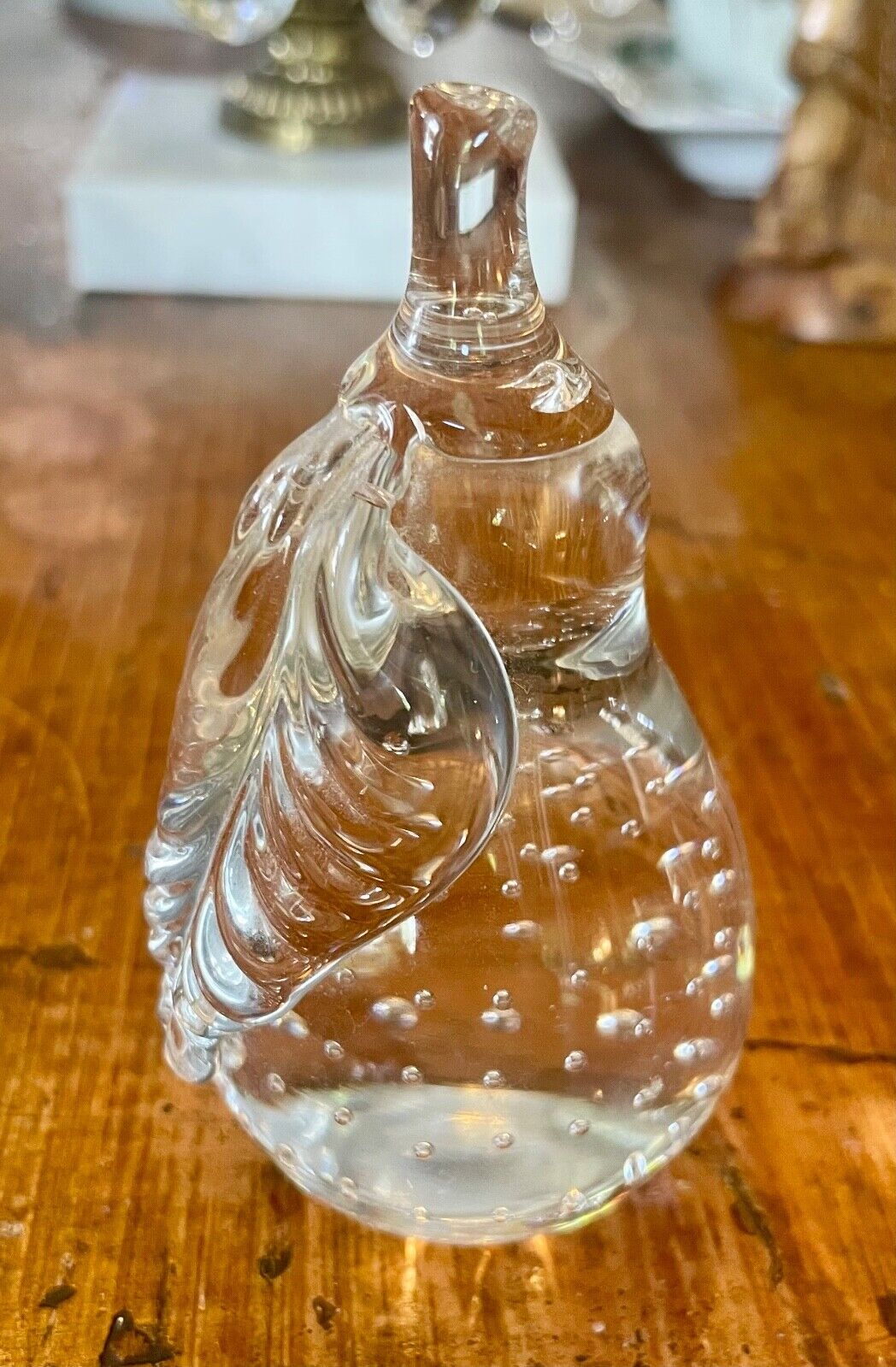 Glass Pear Figurine/Paper Weight