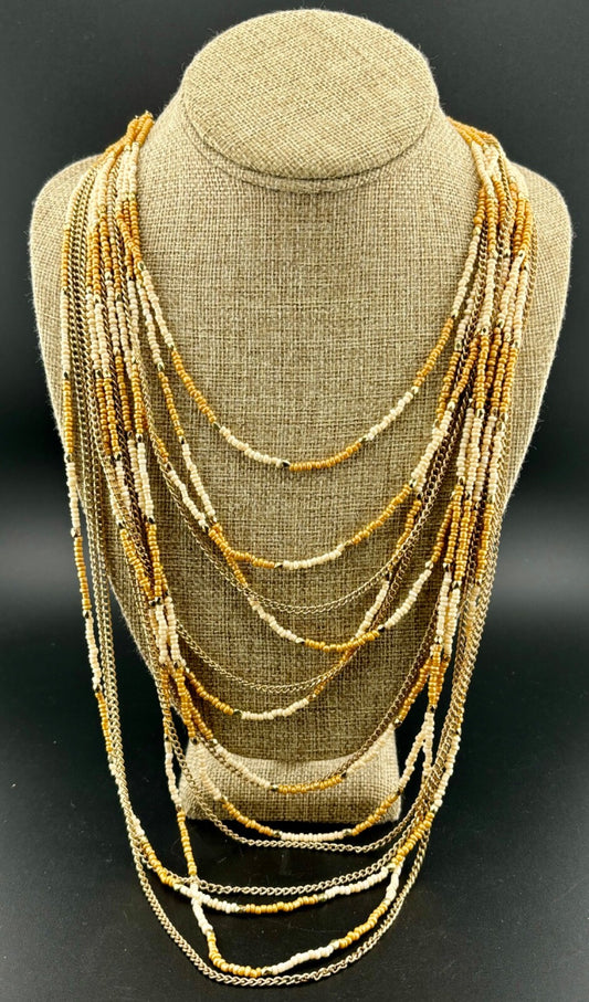 Long Multi-Strand Seed Bead Necklace NK