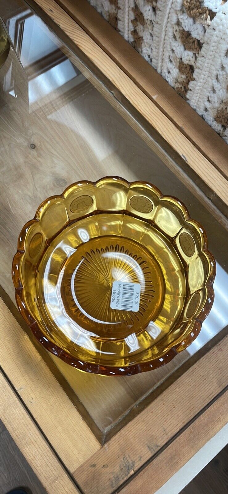 Vintage Fostoria Amber Glass Coin Dot Round Bowl **BEAUTIFUL**