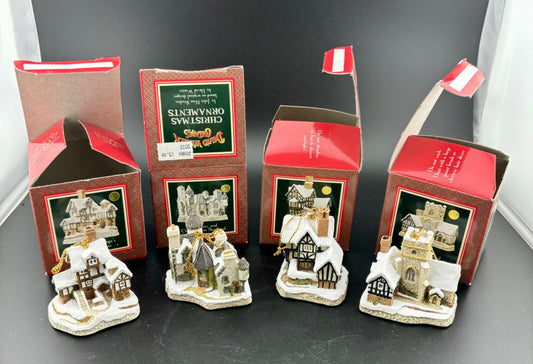 Vintage David Winter Cottages Christmas Ornaments Christmas Carol Set(4)NIB