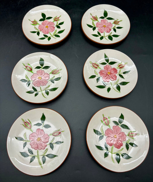 Stangl Pottery Wild Rose  Set of 6 Bread & Butter Plates 6 inches Vintage