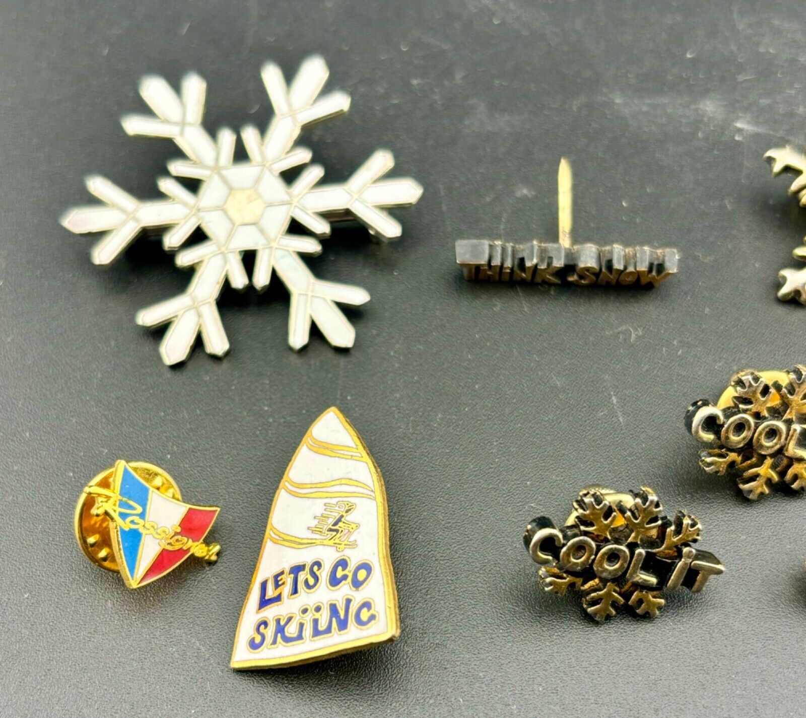 Lot of Nine Vintage Skiing Pins and Pendant NK