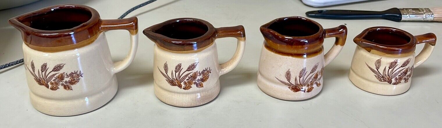 Vintage Ceramic Measuring Cups Wheat Motif Set of Four