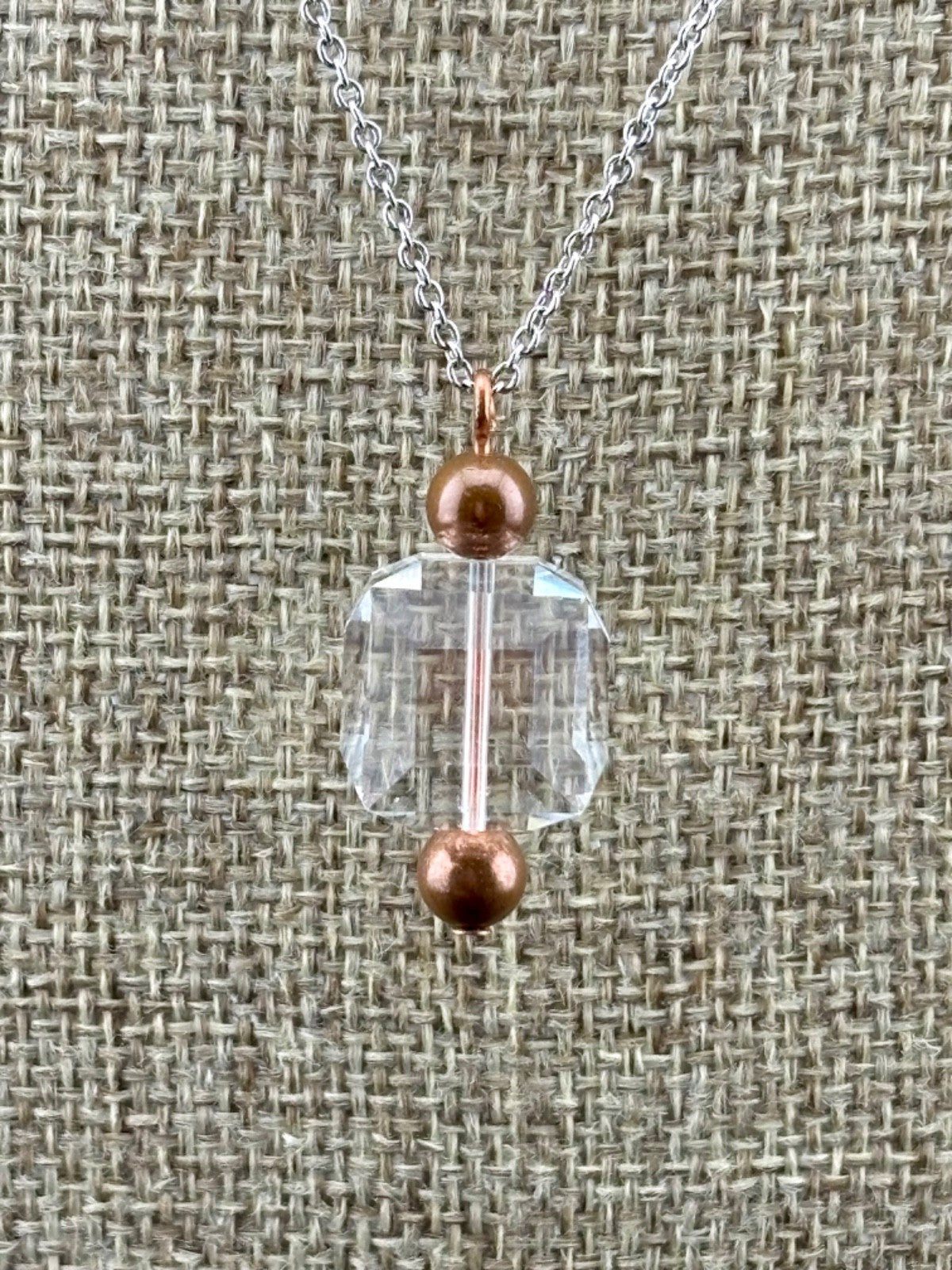 Vintage Crystal Prism Pendant Necklace 17"