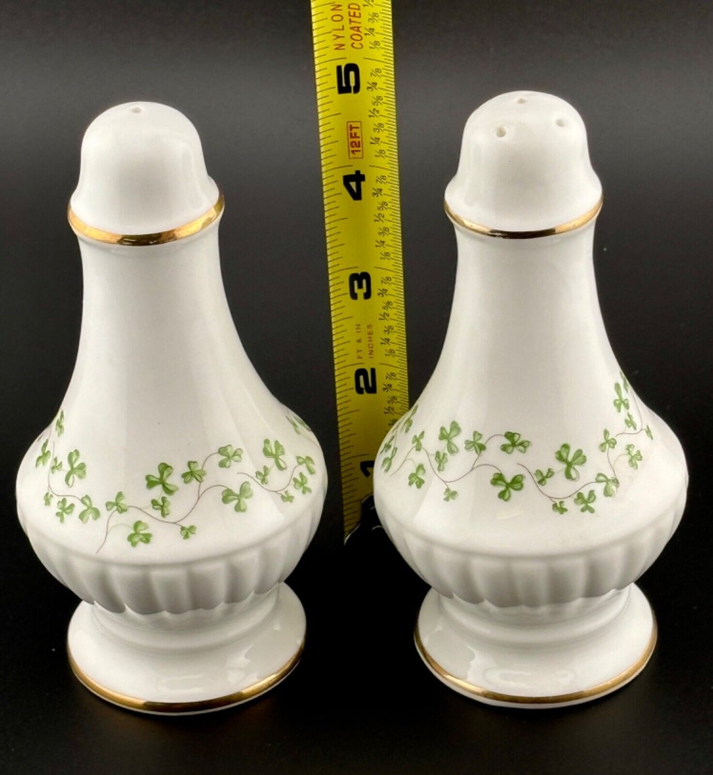 Royal Tara Salt and Pepper Shakers Trellis Made Ireland EUC Shamrocks