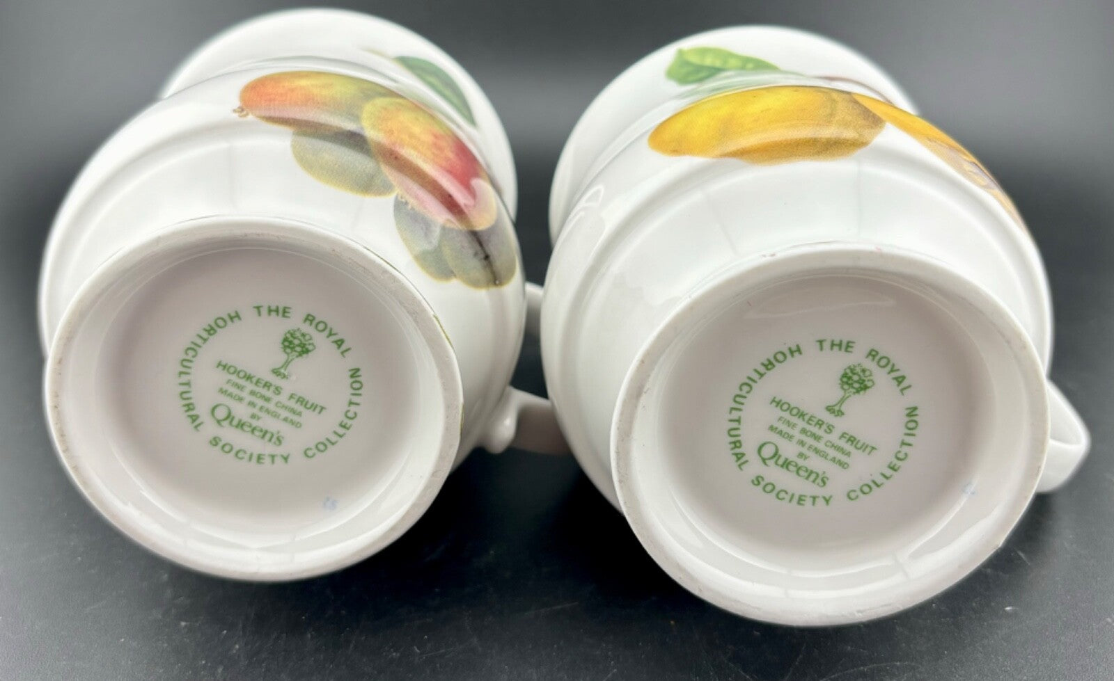 Queen's Hooker China Fruit Mugs Set Of 2 The Royal Horticultural Society 8 Oz 