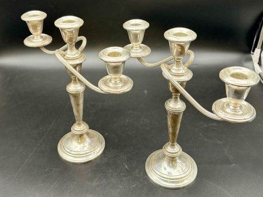 Vintage Gorham Sterling Silver Candelabra Set Weighted and Reinforced