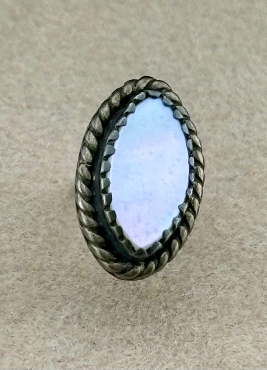 Vintage Unmarked Sterling Silver and Mother-of-Pearl Tie Tack