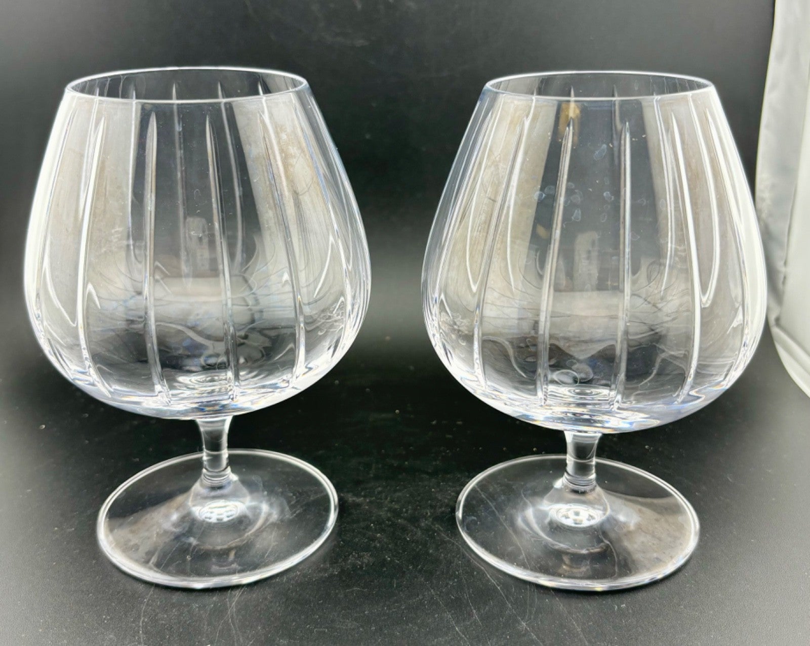 Etched Crystal Brandy Snifters 6" Pair