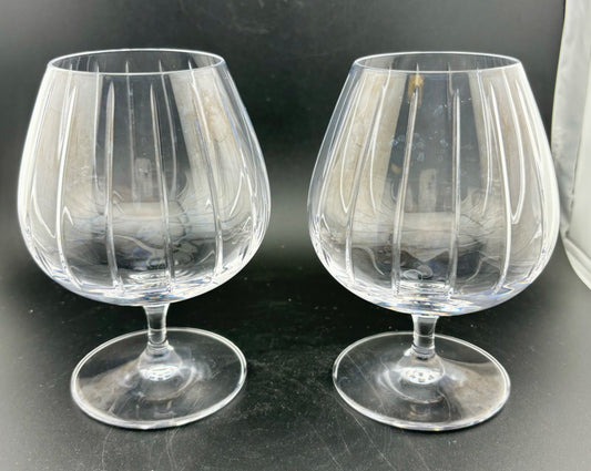 Etched Crystal Brandy Snifters 6" Pair