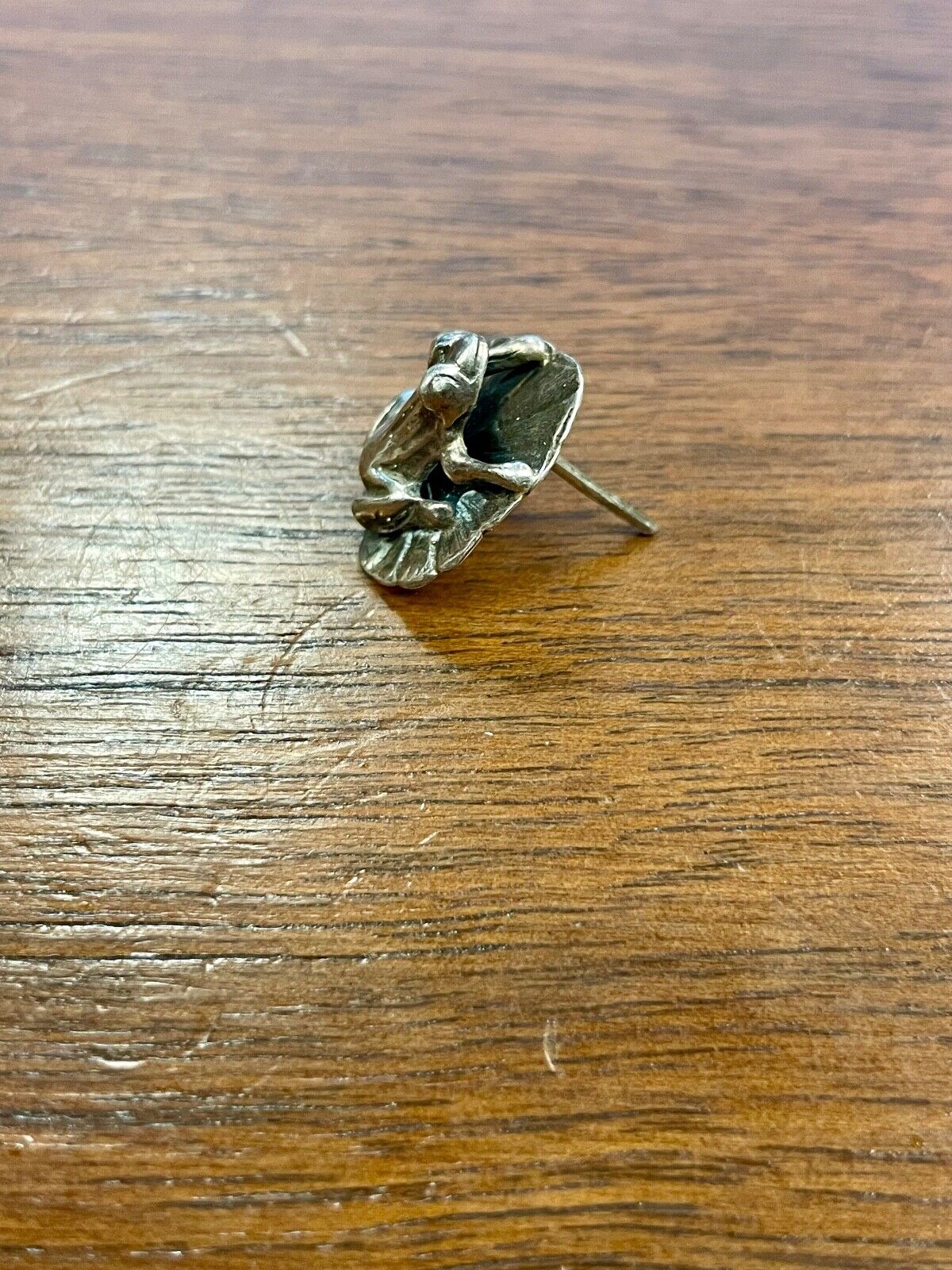 Vintage .925 SS Frog on Lily Pad Pin Missing Pin Back