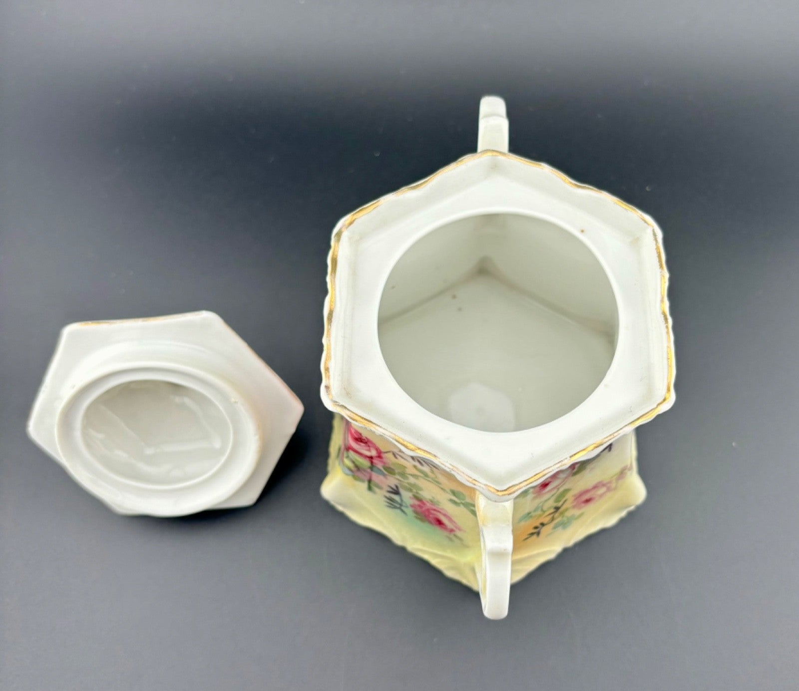 Antique Porcelain Sugar Bowl with Lid, Made In Germany