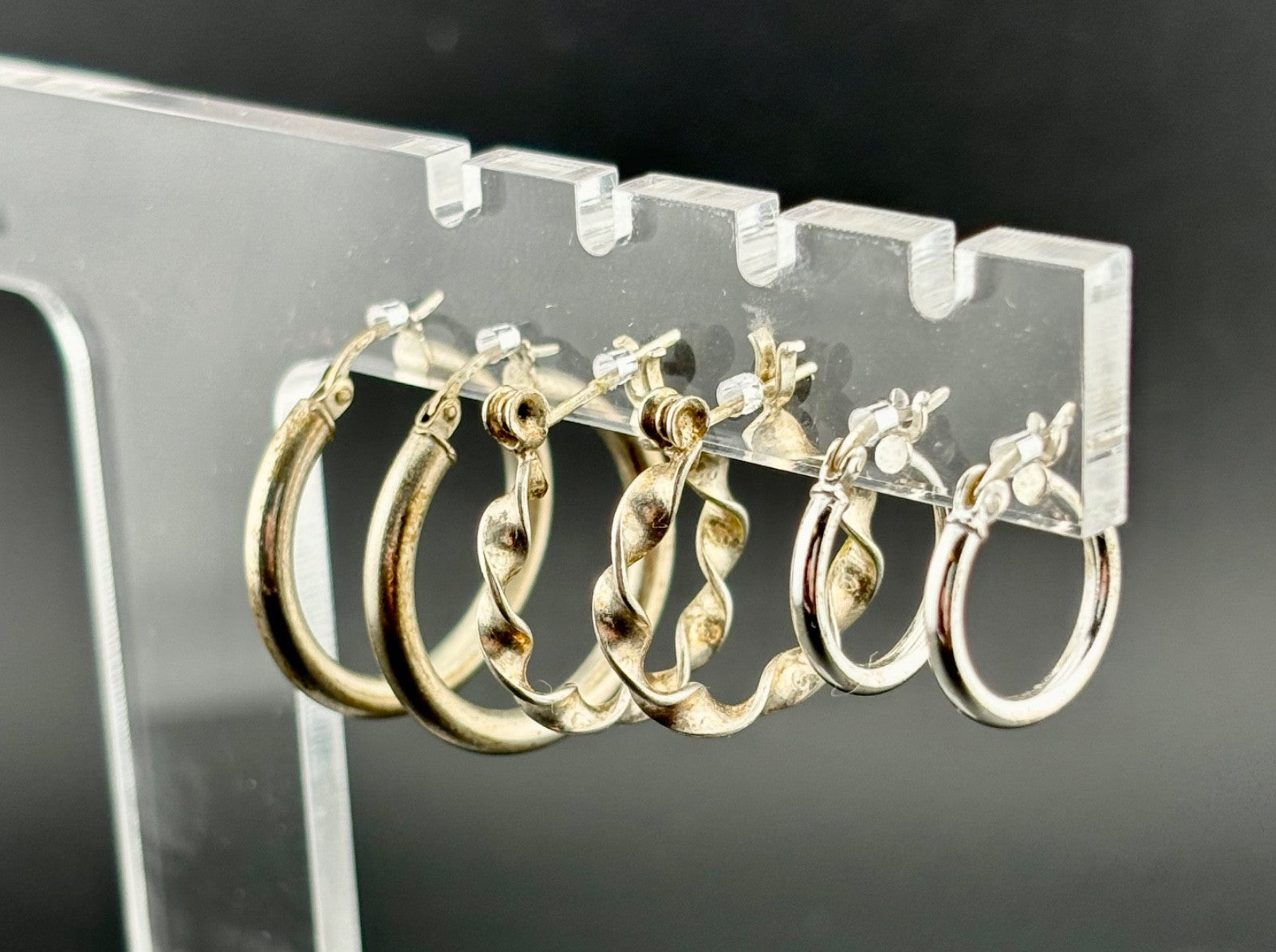 Three Pairs of Sterling Silver Hoop Earrings