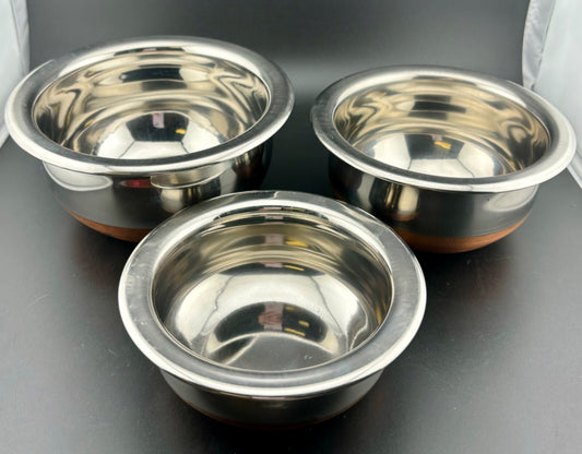 Stainless Steel Copper Bottom Handi-Pot - 3 Pcs Set, Serve-ware