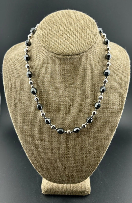 Vintage Sterling Silver Beaded Necklace 43 Grams 17"