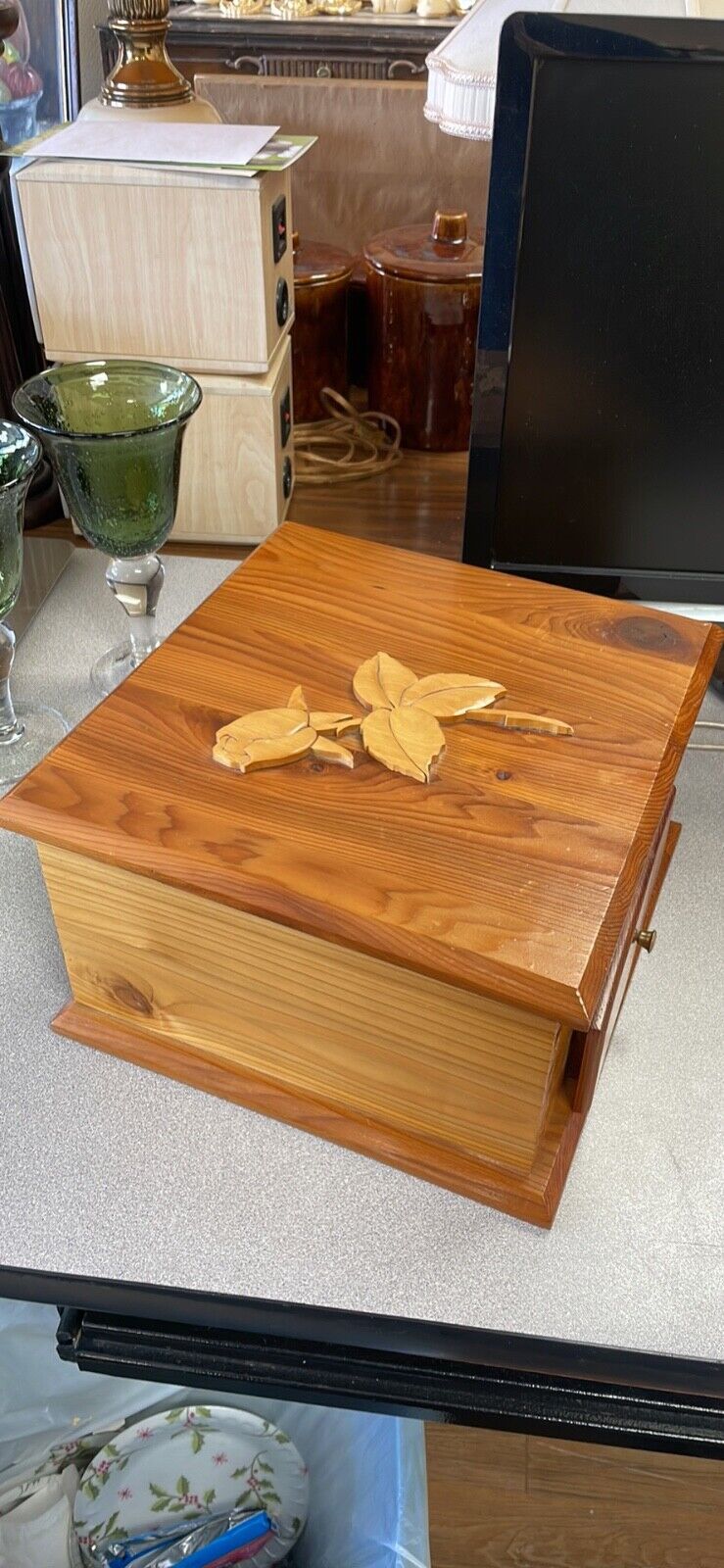 Jewelry Box Handmade Pine Velvet Lining