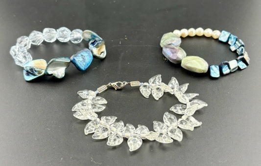 Three Shell/Glass/Plastic Bracelets NK