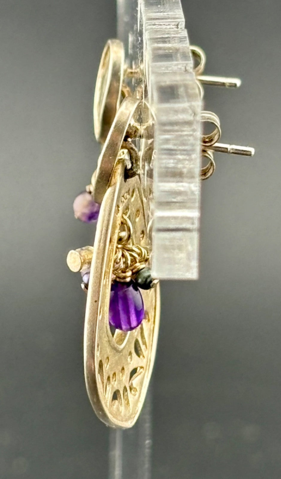 SILPADA Sterling Silver Cut Out AMETHYST Beaded Post Earrings~Retired.