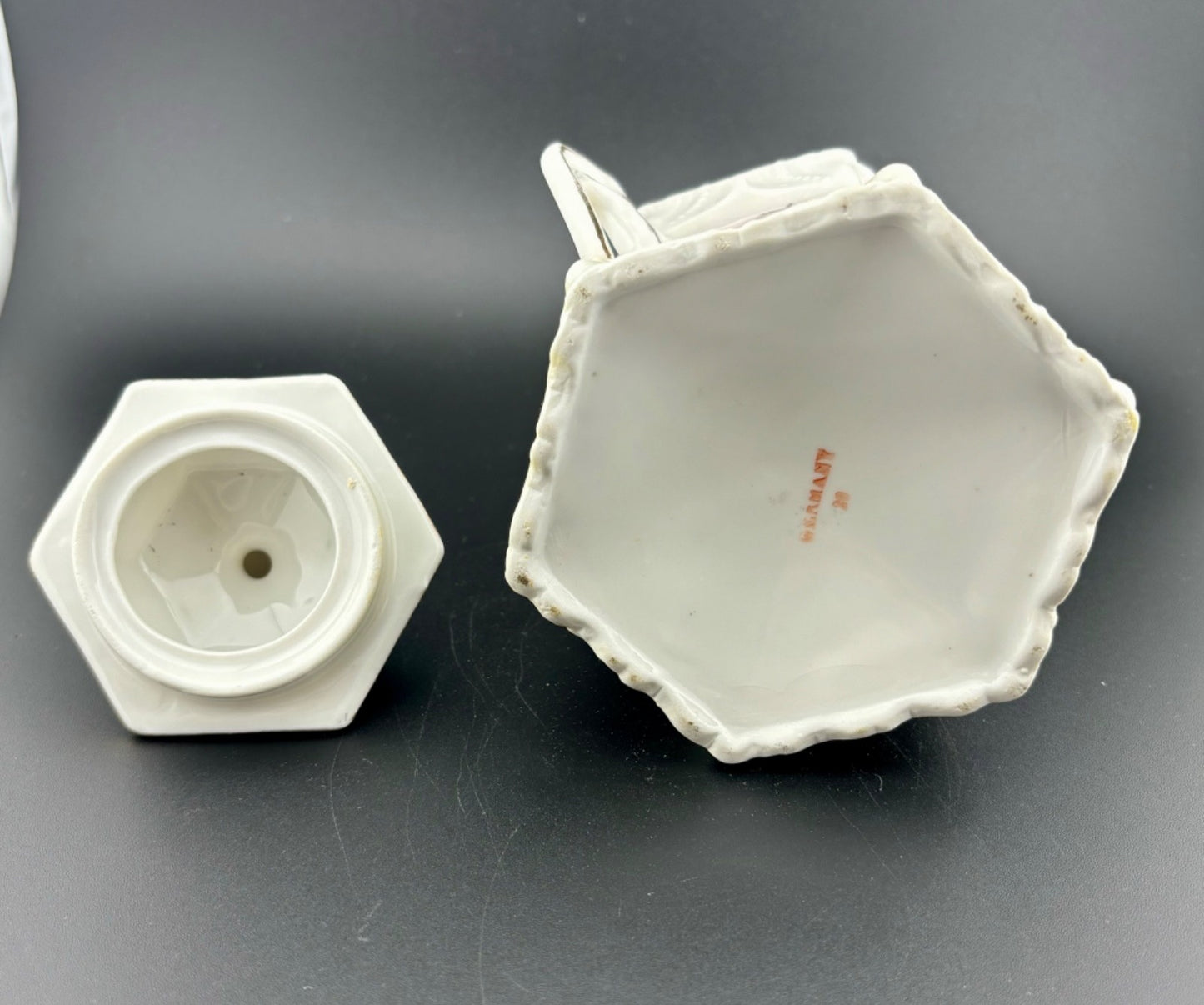 Antique Porcelain Sugar Bowl with Lid, Made In Germany
