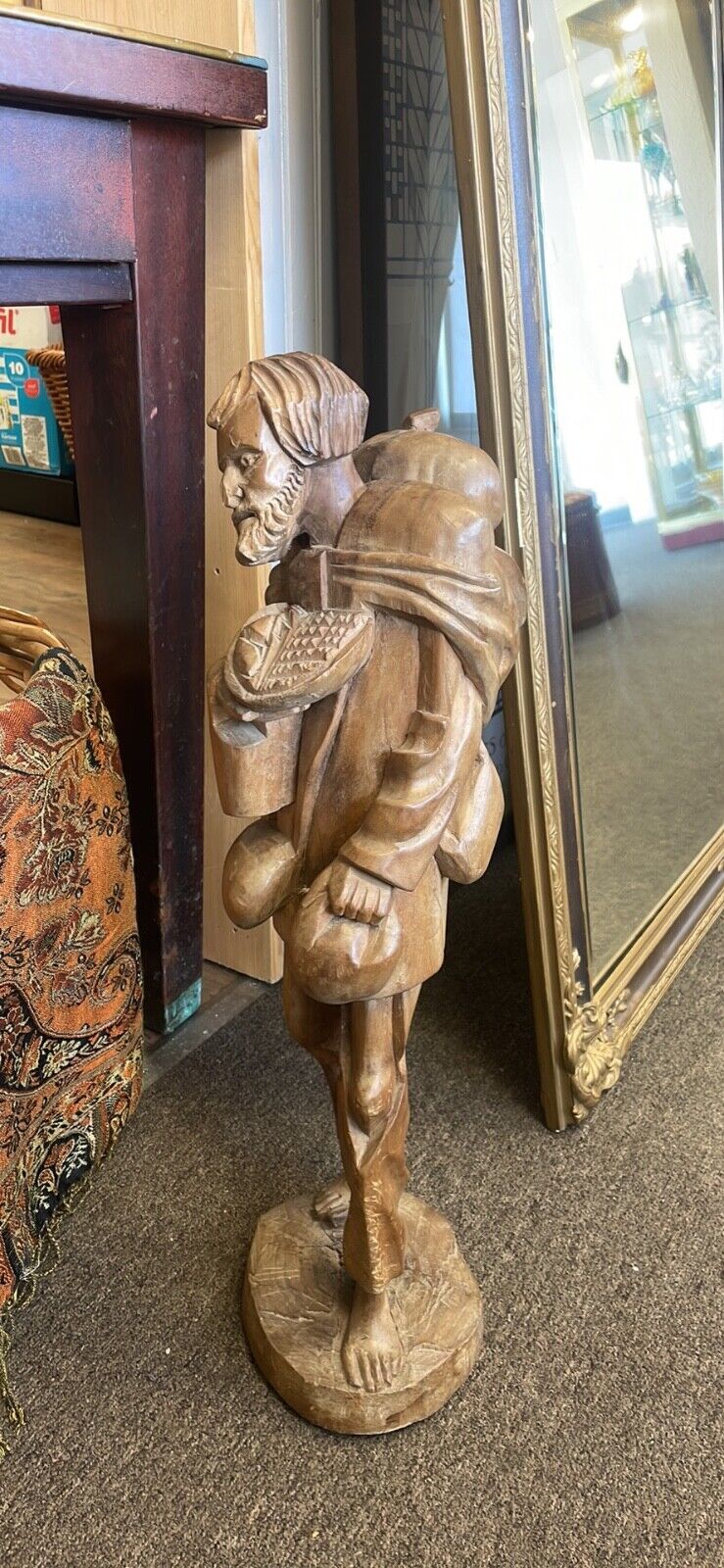 Vintage Carved South American Carved Statue of a Man