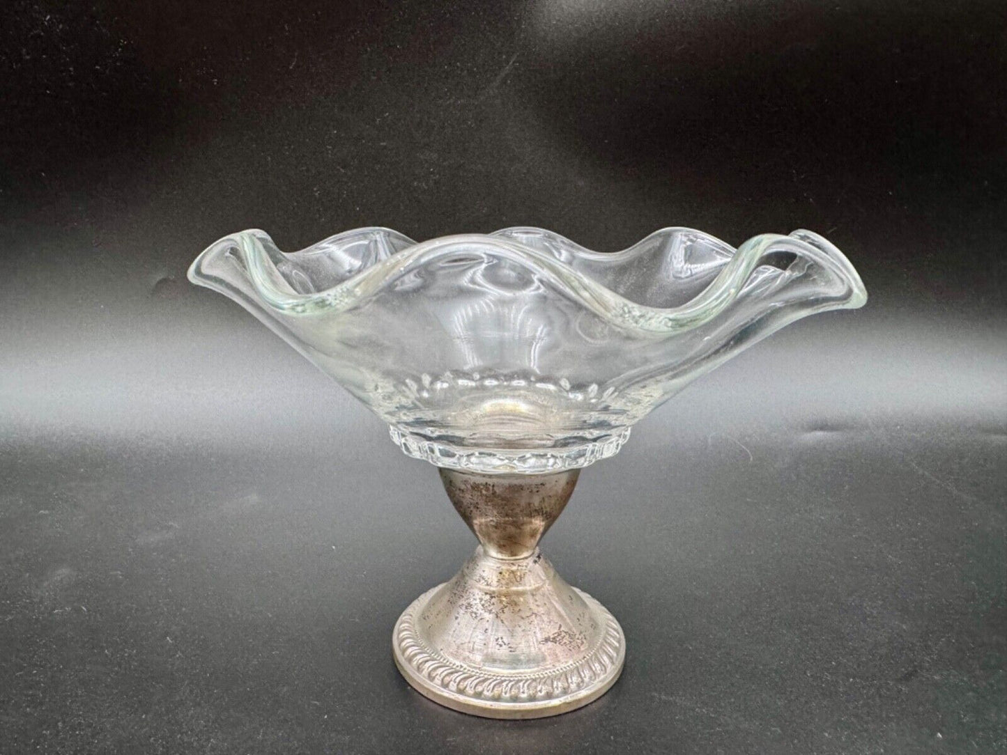 Vintage Duchin Creation Weighted Sterling Silver & Crystal Compote Candy Dish