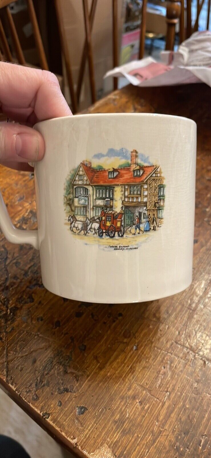 Vintage Crown Devon England Oversized Mug Whittington Inn Kinver