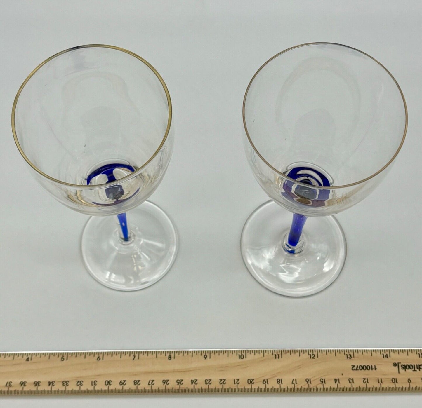 2 Blue Crystal Claret Wine Glasses 83/4" 10oz Orrefors?