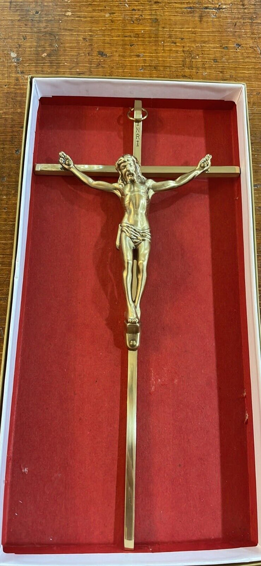 Vintage NIB Brass Crucifix