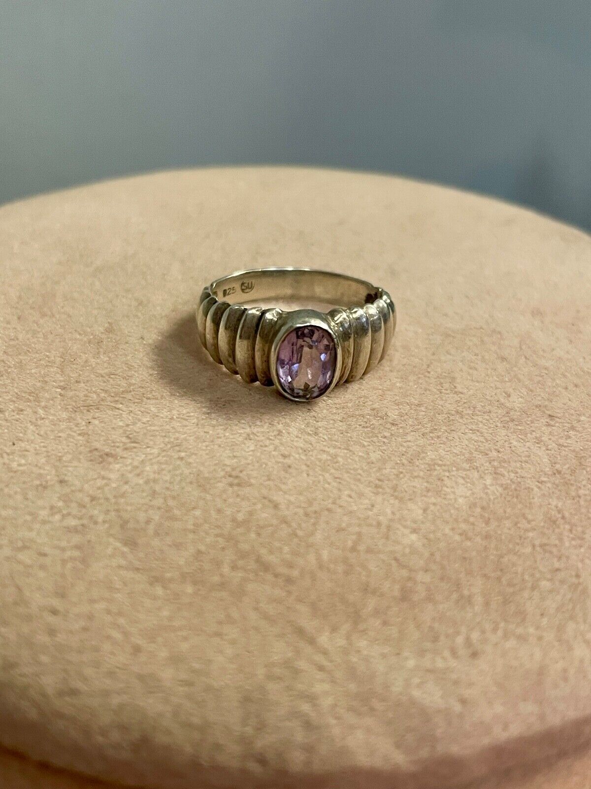 Vintage .925 SS and Amethyst Ring Sz. 5