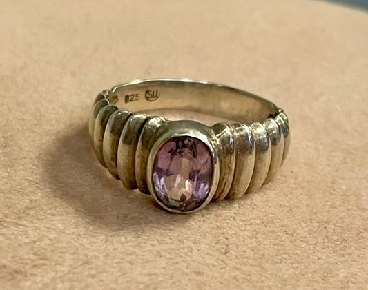 Vintage .925 SS and Amethyst Ring Sz. 5