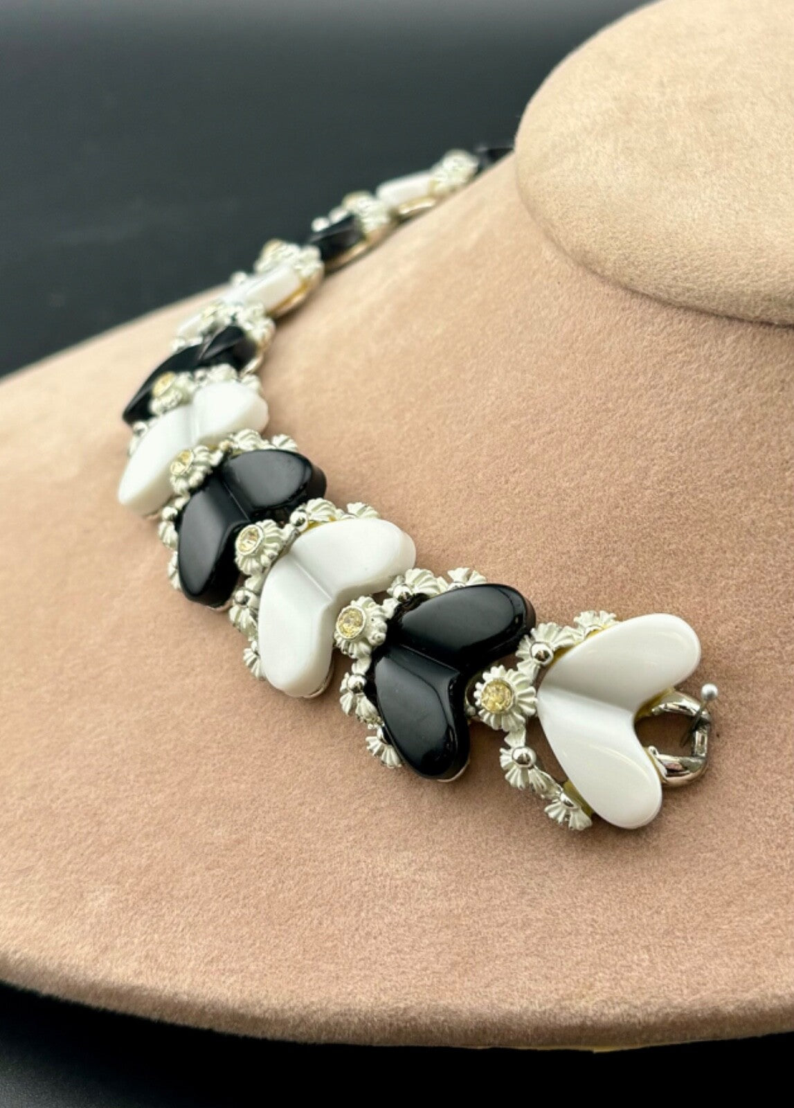 Vintage BSK Rhinestone/Enamel/Acrylic Bracelet
