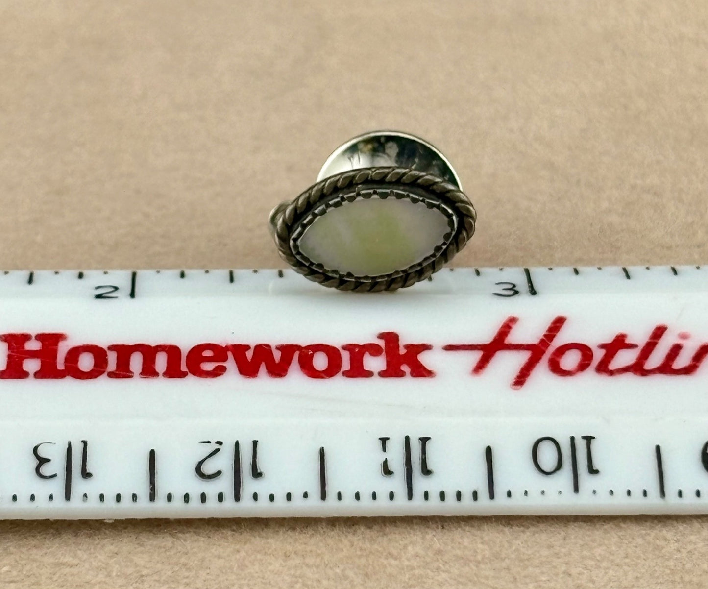 Vintage Unmarked Sterling Silver and Mother-of-Pearl Tie Tack