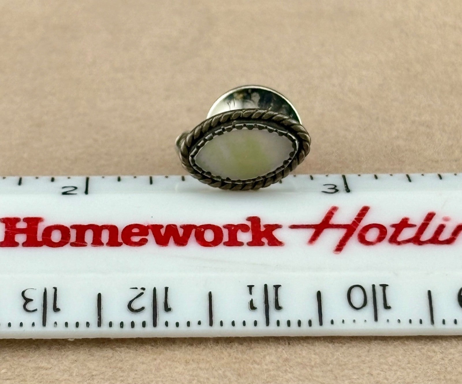 Vintage Unmarked Sterling Silver and Mother-of-Pearl Tie Tack